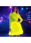Neon Sarı Hawaii Parti Eteği 40 cm