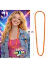 Neon Turuncu Boncuk Kolye 80 cm – Retro 80’ler 90’lar Parti Aksesuarı
