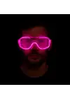 Pembe Led Işıklı Parti Gözlüğü - Neon Glow Şerit Gözlük 3 Modlu