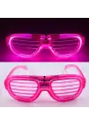 Pembe Led Işıklı Parti Gözlüğü - Neon Glow Şerit Gözlük 3 Modlu