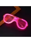 Pembe Led Işıklı Parti Gözlüğü - Neon Glow Şerit Gözlük 3 Modlu