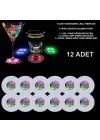 Renkli LED Işıklı Bardak Altlığı - Dekoratif (12 Adet, Pilli)