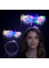 Renkli LED Işıklı Beyaz Tüylü Püsküllü Parti Tacı