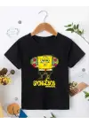 SBRD- Bisiklet Yaka Kısa Kol Çocuk Baskılı T-shirt - Siyah