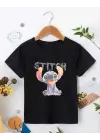SBRD- Bisiklet Yaka Kısa Kol Çocuk Baskılı T-shirt - Siyah