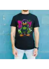 SBRD- Daffy Duck Graffiti Baskılı Unisex Siyah Tişört - 24/1 Penye Pamuklu