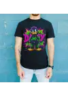 SBRD- Daffy Duck Graffiti Baskılı Unisex Siyah Tişört - 24/1 Penye Pamuklu
