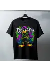 SBRD- Daffy Duck Graffiti Baskılı Unisex Siyah Tişört - 24/1 Penye Pamuklu