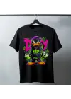 SBRD- Daffy Duck Graffiti Baskılı Unisex Siyah Tişört - 24/1 Penye Pamuklu