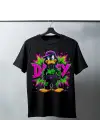 SBRD- Daffy Duck Graffiti Baskılı Unisex Siyah Tişört - 24/1 Penye Pamuklu