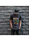 SBRD- Daffy Duck Graffiti Baskılı Unisex Siyah Tişört - 24/1 Penye Pamuklu
