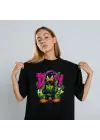 SBRD- Daffy Duck Graffiti Baskılı Unisex Siyah Tişört - 24/1 Penye Pamuklu
