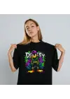 SBRD- Daffy Duck Graffiti Baskılı Unisex Siyah Tişört - 24/1 Penye Pamuklu