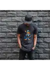 SBRD- Duck Dodgers Uzay Baskılı Unisex Siyah Oversize Tişört - 24/1 Penye
