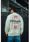 SBRD- Erkek 3 İplik Pamuklu Bisiklet Yaka Baskılı Sweatshirt - Beyaz