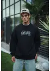 SBRD- Erkek 3 İplik Pamuklu Bisiklet Yaka Baskılı Sweatshirt - Siyah