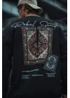 SBRD- Erkek 3 İplik Pamuklu Bisiklet Yaka Baskılı Sweatshirt - Siyah