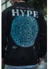 SBRD- Erkek 3 İplik Pamuklu Bisiklet Yaka Baskılı Sweatshirt - Siyah