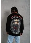 SBRD- Erkek 3 İplik Pamuklu Bisiklet Yaka Gangster Baskılı Sweatshirt - Siyah