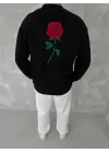 SBRD- Erkek 3 İplik Pamuklu Bisiklet Yaka Ön Ve Arka Baskılı Sweatshirt - Siyah
