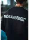 SBRD- Erkek 3 İplik Pamuklu Bisiklet Yaka Oversize Baskılı Sweatshirt - Siyah