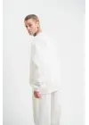 SBRD- Erkek 3 İplik Pamuklu Bisiklet Yaka Yıkamalı Sweatshirt - Beyaz