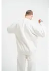 SBRD- Erkek 3 İplik Pamuklu Bisiklet Yaka Yıkamalı Sweatshirt - Beyaz