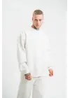 SBRD- Erkek 3 İplik Pamuklu Bisiklet Yaka Yıkamalı Sweatshirt - Beyaz