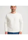 SBRD- Erkek 3 İplik Pamuklu Düz Bisiklet Yaka Sweatshirt - Beyaz