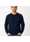 SBRD- Erkek 3 İplik Pamuklu Düz Bisiklet Yaka Sweatshirt - Lacivert