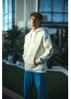 SBRD- Erkek 3 İplik Pamuklu Kapüşonlu Basic Sweatshirt Hoodie - Beyaz