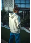 SBRD- Erkek 3 İplik Pamuklu Kapüşonlu Basic Sweatshirt Hoodie - Beyaz