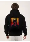 SBRD- Erkek 3 İplik Pamuklu Kapüşonlu Baskılı Cepli Oversize Sweatshirt Hoodie - Siyah