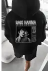 SBRD- Erkek 3 İplik Pamuklu Kapüşonlu Baskılı Cepli Oversize Sweatshirt Hoodie - Siyah