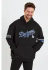 SBRD- Erkek 3 İplik Pamuklu Kapüşonlu Baskılı Cepli Oversize Sweatshirt Hoodie - Siyah
