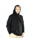 SBRD- Erkek 3 İplik Pamuklu Kapüşonlu Cepli Oversize Hoodie Sweatshirt - Siyah