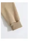 SBRD- Erkek 3 İplik Pamuklu Kapüşonlu Kanguru Cepli Sweatshirt Hoodie -  Bej