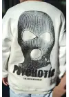 SBRD- Erkek 3 İplik Pamuklu Kışlık Bisiklet Yaka Baskılı Sweatshirt - Beyaz