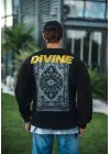 SBRD- Erkek 3 İplik Pamuklu Kışlık Bisiklet Yaka Baskılı Sweatshirt - Siyah