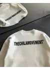 SBRD- Erkek 3 İplik Pamuklu Kışlık Bisiklet Yaka Oversize Baskılı Sweatshirt - Beyaz