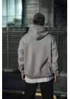 SBRD- Erkek 3 İplik Penye Kapüşonlu Basic Sweatshirt Hoodie - Boyalı Gri