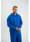 SBRD- Erkek Açık Yakalı Oversize 3 İplik Pamuklu Sweatshirt - Mavii