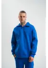SBRD- Erkek Açık Yakalı Oversize 3 İplik Pamuklu Sweatshirt - Mavii