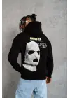 SBRD- Erkek Baskılı Kapüşonlu 3 İplik Pamuklu Hoodie Sweatshirt - Siyah