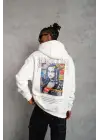 SBRD- Erkek Baskılı Kapüşonlu Ve Kanguru Cepli Sweatshirt Hoodie - Beyaz