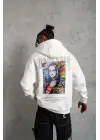 SBRD- Erkek Baskılı Kapüşonlu Ve Kanguru Cepli Sweatshirt Hoodie - Beyaz