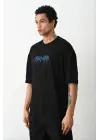 SBRD- Erkek Baskılı Oversize  Kısa Kol T-shirt - Siyah