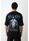 SBRD- Erkek Baskılı Oversize  Kısa Kol T-shirt - Siyah
