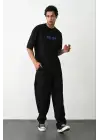SBRD- Erkek Baskılı Oversize  Kısa Kol T-shirt - Siyah
