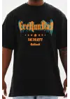 SBRD- Erkek Baskılı T-shirt Kısa Kol Bisiklet Yaka Rahat Kalıp Tişört - Siyah